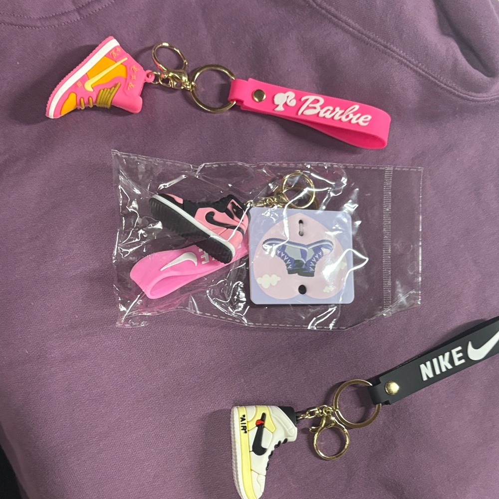 Nike Pink and Black Keychains